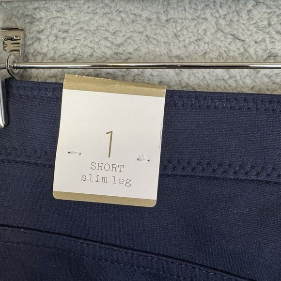 S Chicos Pants Womens 1 Short US 8 Navy Blue Ponte Slim Ankle Pull On NWT - Picture 10 of 12